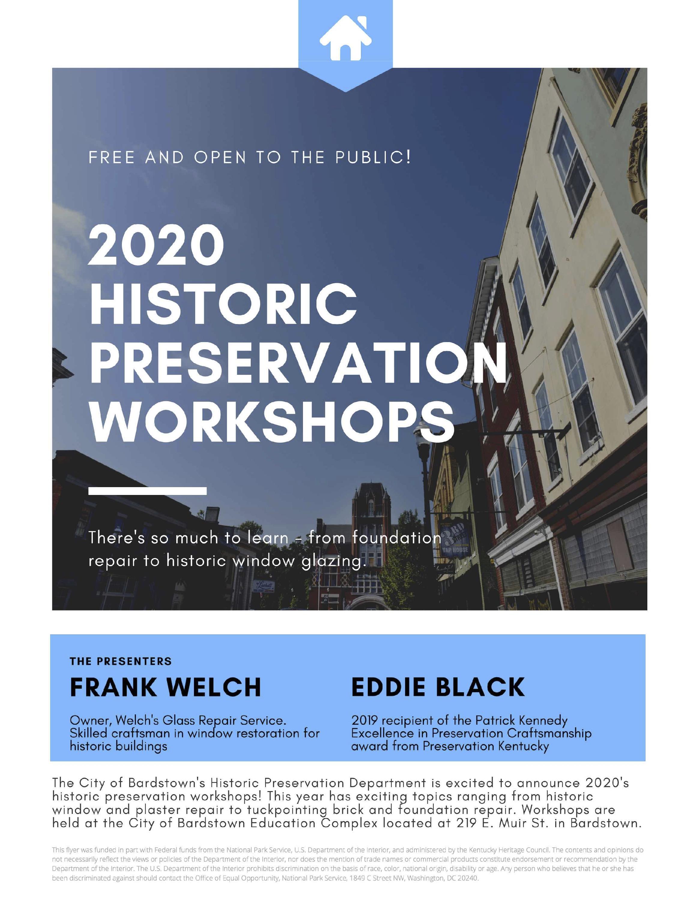 2020 historic preservation workshops